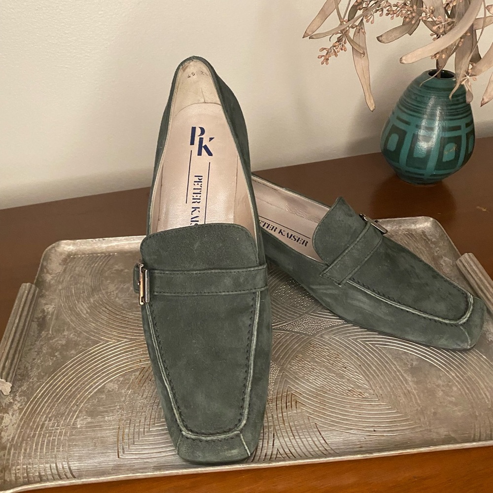 Forrest/ olive green suede loafers